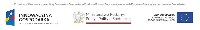 Logotypy Innowacyjnej Gospodarki, Ministerstwa Rodziny, Pracy i Polityki Społecznej oraz Unii Europejskiej